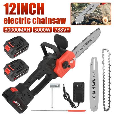5000W 12inch Cordless Electric Chain Saw Professional Wood Cutting Machine Portable Woodworking Power Tools