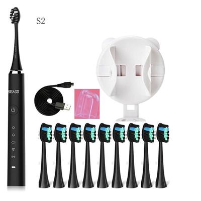 Spazzolino elettrico sonico ricaricabile Spazzolino per denti Igiene orale Spazzolino per denti Testine per spazzolino da denti 40000 volte/min 1 manico 10 testine con custodia