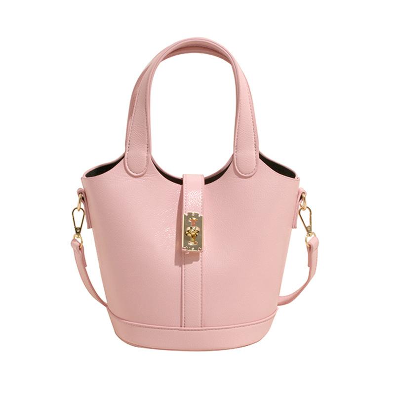 This Year's Popular Fashion Korean Version of Simple Solid Color Portable Bucket Bag Women's Casual Versatile Commuter Messenger Child and Mother Bag