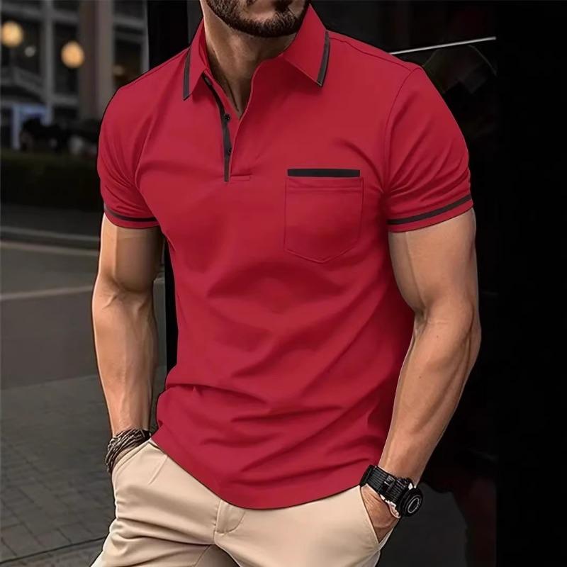 Mens Contrast Trim Short Sleeve Polo Shirt With Pocket