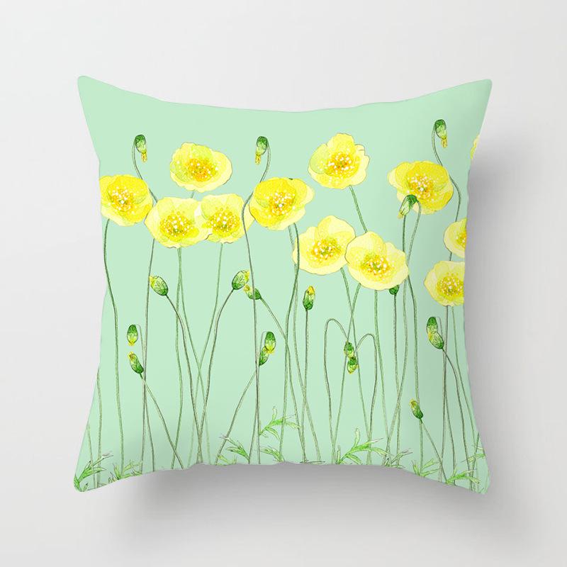 New Flower Plant Peach Velvet Pillow Case Sofa Pillow Car Cushion