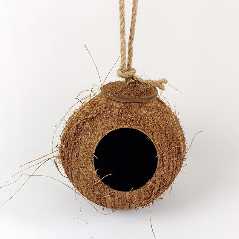 Coconut Shell Hanging Bird Nest for Parrots, Finch, Budgie, and Pearl Breeding.