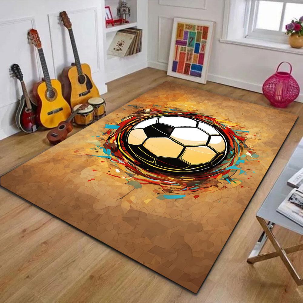 Dynamic Soccer Art Carpet Patterned Carpet, Non Slip Mat Suitable for Living Room and Bedroom Sofas