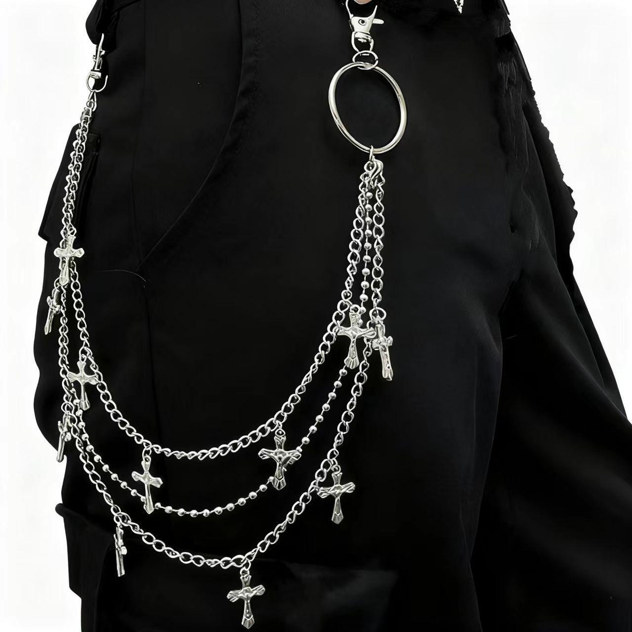 Cross-Border Hip Hop Multi-Layer Metal Pendant Chain for Trendy Streetwear Pants