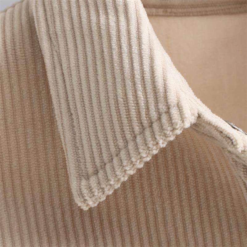 Women's Fleece-Lined Corduroy Shirt: Slim, Warm, and Versatile for 2025 Autumn/Winter Collection
