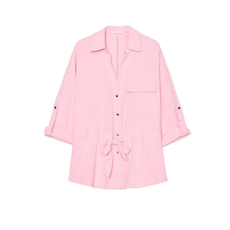 Travel Hunting Crepe Lapel Long Sleeve Shirt 3666102 Crepe Wide Leg Casual Pants 2116572