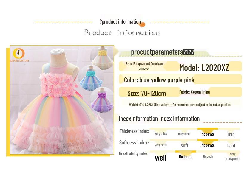 European and American Baby Girl Princess Birthday Wedding Dress