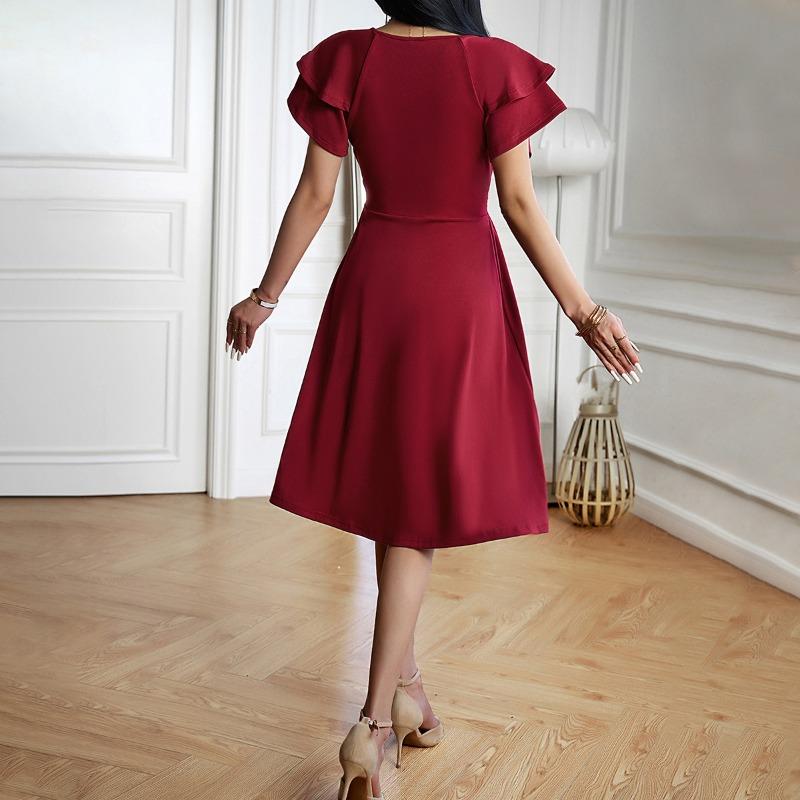 Women's Dress Summer Temperament Elegant V-neck Midi Dress