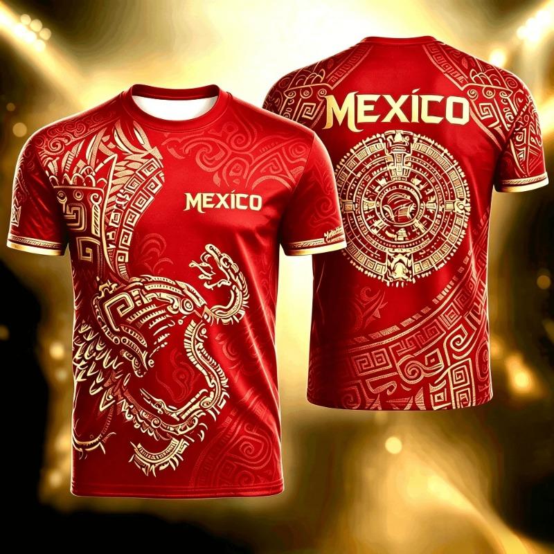 Summer Mexico Print T Shirt for Men Funny 3D Eagle Pattern Tees Football Sports Kids Fashion Print Casual Women Short Sleeve