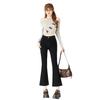 Spring Summer Vintage Slim All Match Nine Points Petite Micro Flare Denim Pants For Women Casual Pants Oversize Denim Trousers