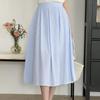 New Arrivals Open Run Pleated Flare Cotton Long Skirt