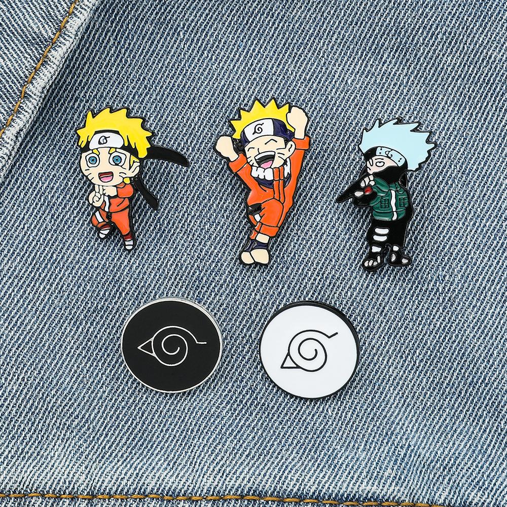 1 Set New Naruto Q Anime Merchandise Japanese Metal Cartoon Brooch Badge Clothing Cute Accessories Toys Anime Cartoon