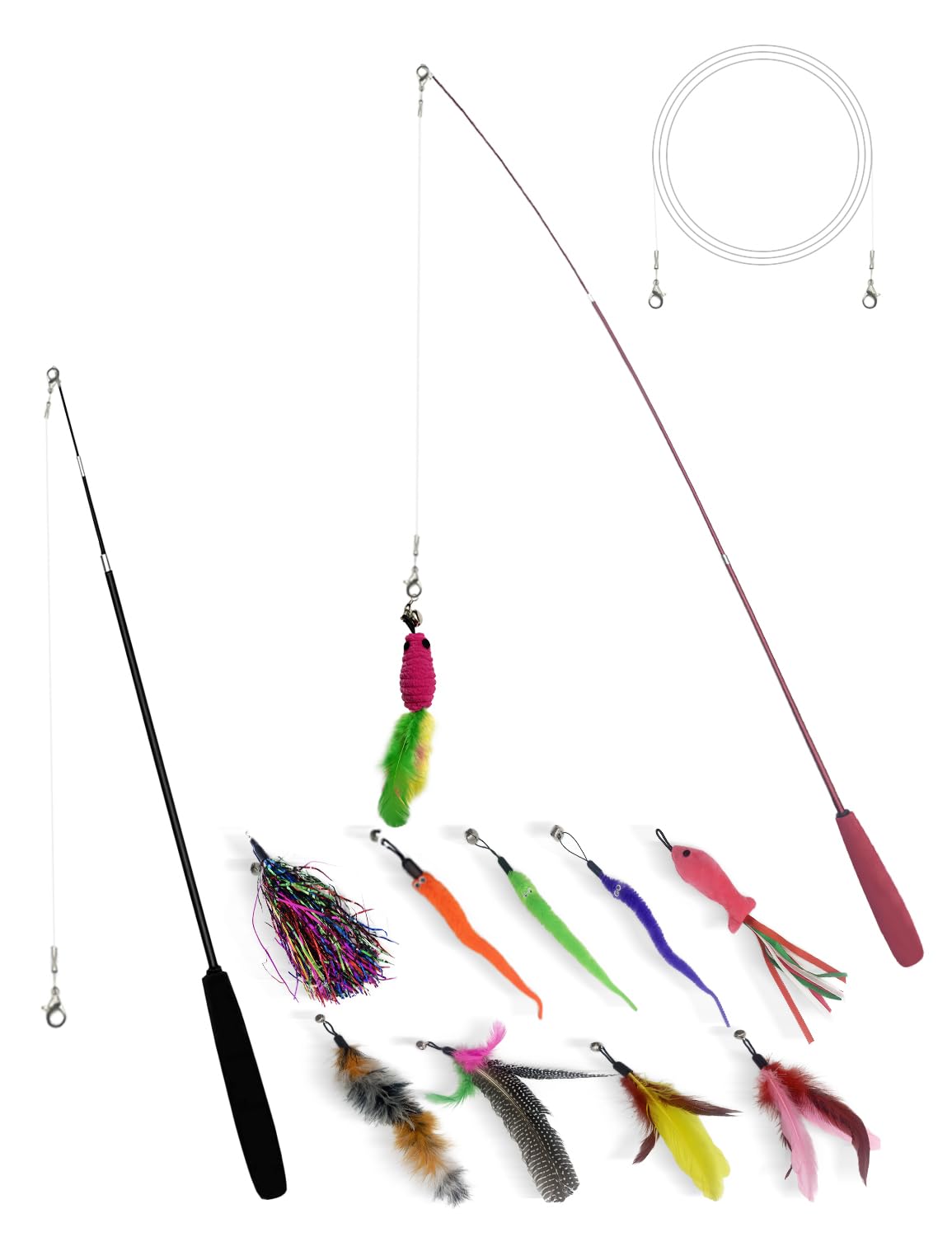 

ChengshiYu Cat Cat Feather Pet Cat Novelty Cat Extendable Fishing Natural Feather Rod Pet Indoor Game Fun Cat Play with Cat Toys, Teaser, Toy,