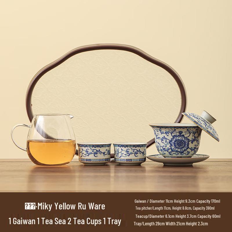 Chaxun Ru Kiln Entwined Lotus Tea Set