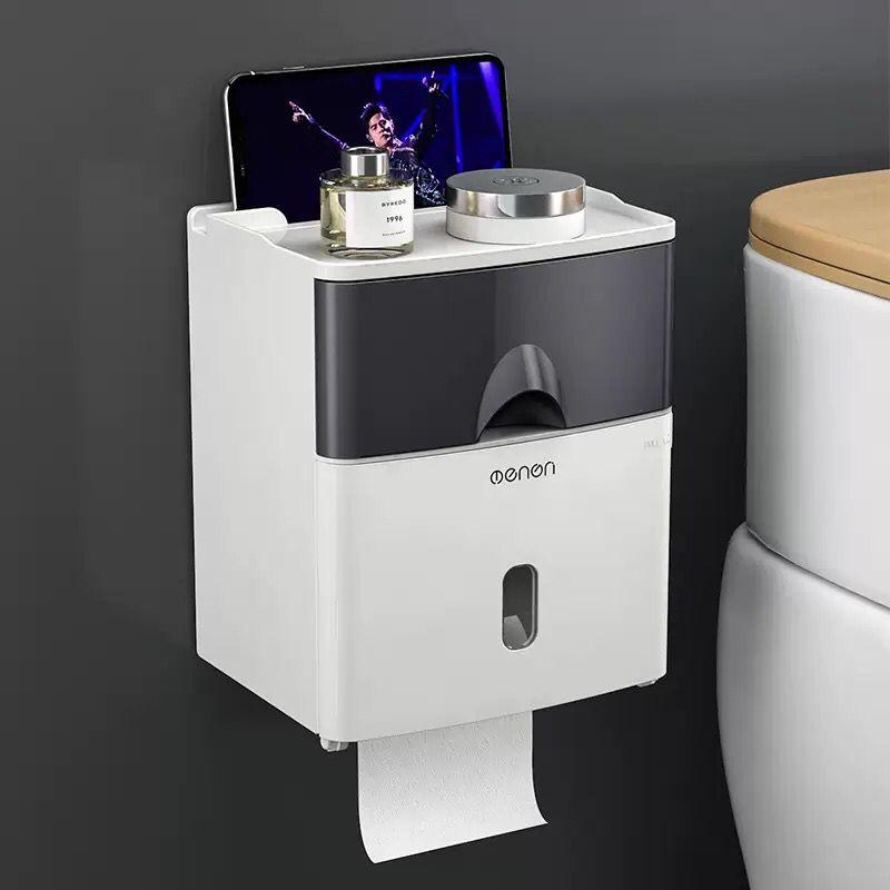 Toilet tissue box waterproof punch-free toilet paper toilet paper rack toilet wall-mounted paper box paper roll