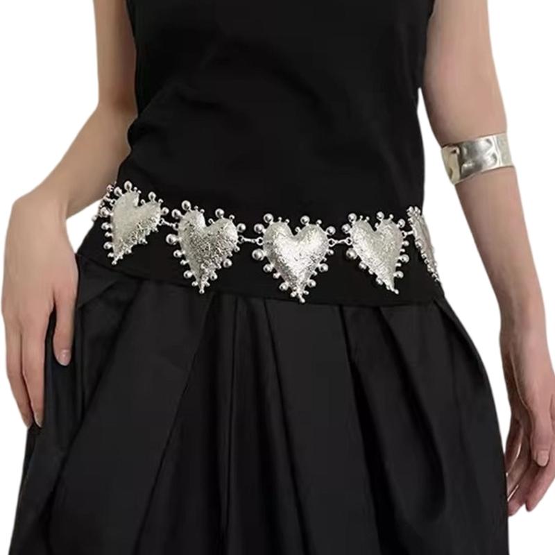 Gothic Waist Belt Stylish Seashells Heart Waist Chain Belt Elaborate Chain Belly Chain for Dress Cowboy Belt Waist Chain