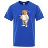 Gentleman Teddy Bear Playing Golf Men T Shirts Summer Cotton Sweat T-Shirts Breathable Loose Clothes Hip Hop Street Short Sleeve