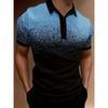 European and American Summer Men's Casual Short Sleeved Polo Shirt with Gradient Print Sports Polo Shirt Top