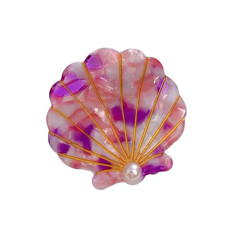 Versatile Acetate Hair Claw Clip With Elegant Shell Design And Pearls For Trendy Hairstyles