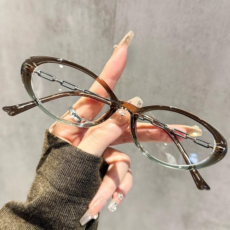Retro Brand Designer Small-Frame Oval Presbyopia Glasses High-Quality Metal Chain-Leg High-Definition Women's Reader Eyewear
