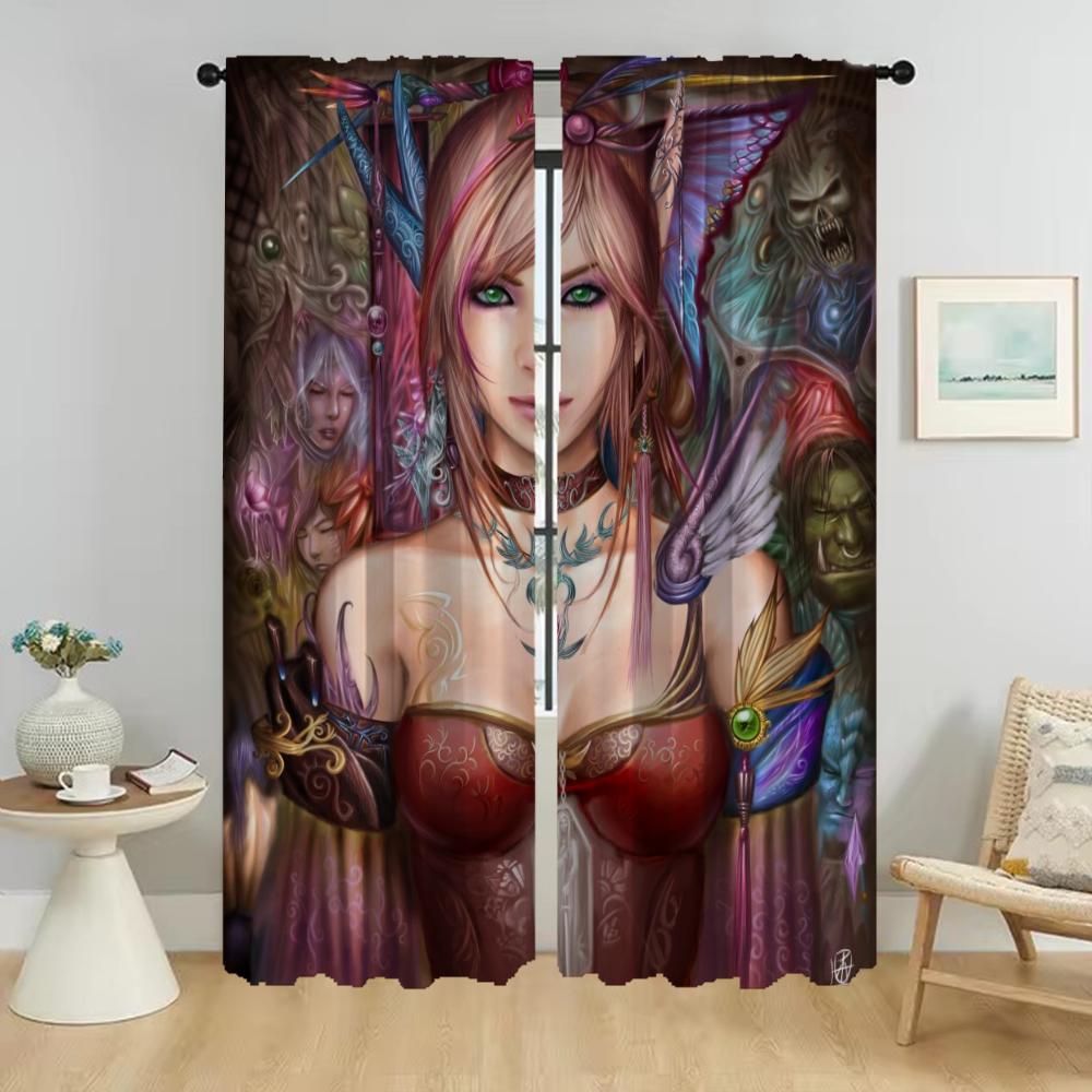 Home Interior Curtains for Living Room Curtain Female Elf Halloween Decoration Partition Tulle for Bedroom Shades Kitchen Camera