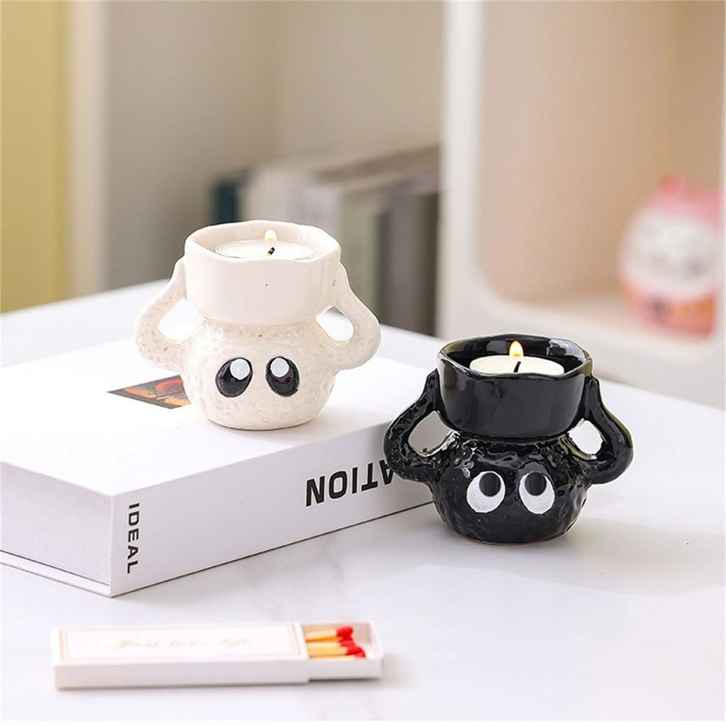 Modern Cartoon Briquette Ceramics Candle Holder Scented Aromatherapies Tealight Stand Candlestick for Bedroom Decoration