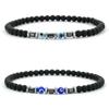 Neue Mode 2 Stück Herren Armband Türkei Böse Augen Perlenarmband Gewichtslos Natürlich 4mm Onyx Hämatit Energie Schmuck Geschenk Für Ihn