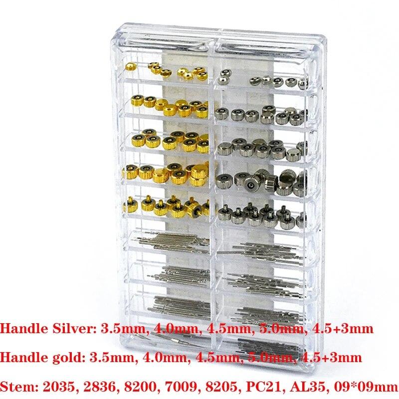 170pcs Watch Repairing Replacement  Accessories Boxed Epoxy Handles 18 Grid Handles andHandles Copper Gold and Silver Handles Multiple Models