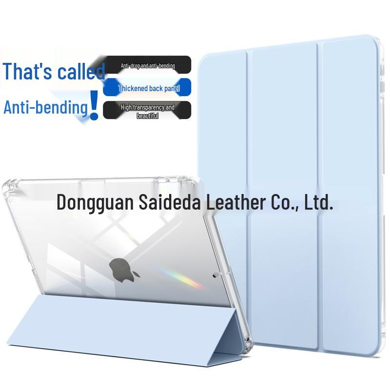 iPad 10.2" Leather Case with Pen Slot & Transparent Acrylic Back