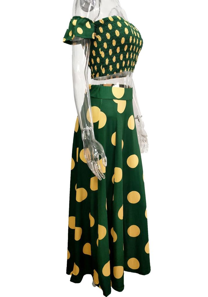European & American Summer French Bohemian Print Midi Dress Set for Women 2026