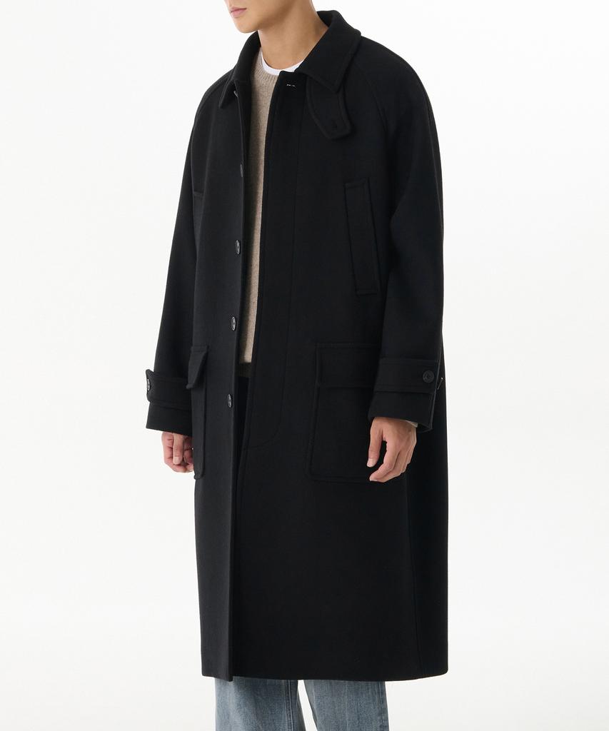 Musinsa Standard Wool Blend Oversized Muff Balmacaan Coat [Black]