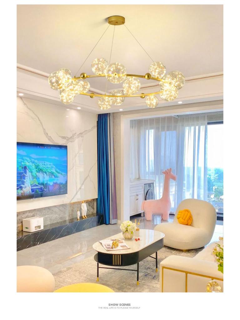 Nordic Modern Minimalist Luxury Starlight Chandelier for Living Room, Dining Room & Bedroom - Model 021L