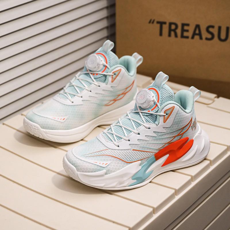Kids Basketball Shoes Boys Girls Lightweight Breathable Training Sneakers With Anti-Slip Sole Shock Absorption