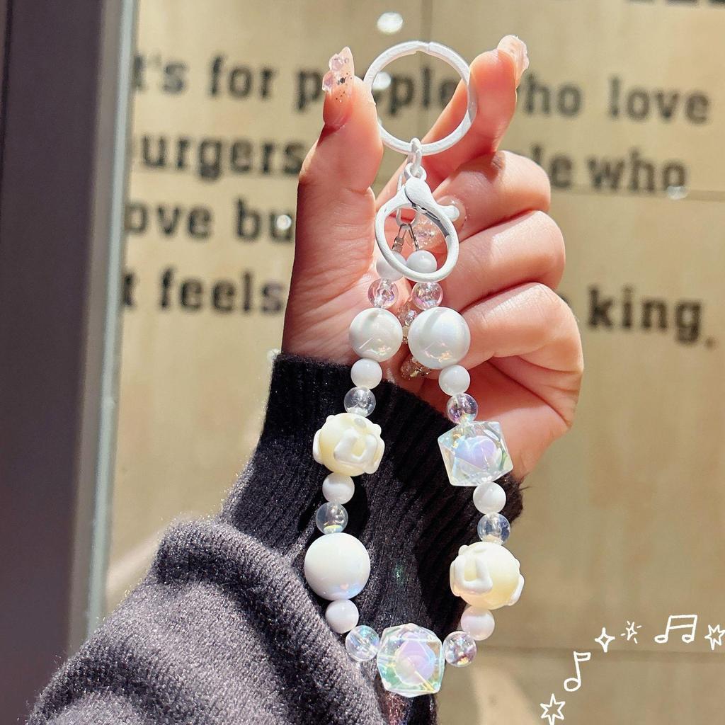 Creative Candy Color Beaded Keychain & Doll Pendant for DIY Phone Case Decoration