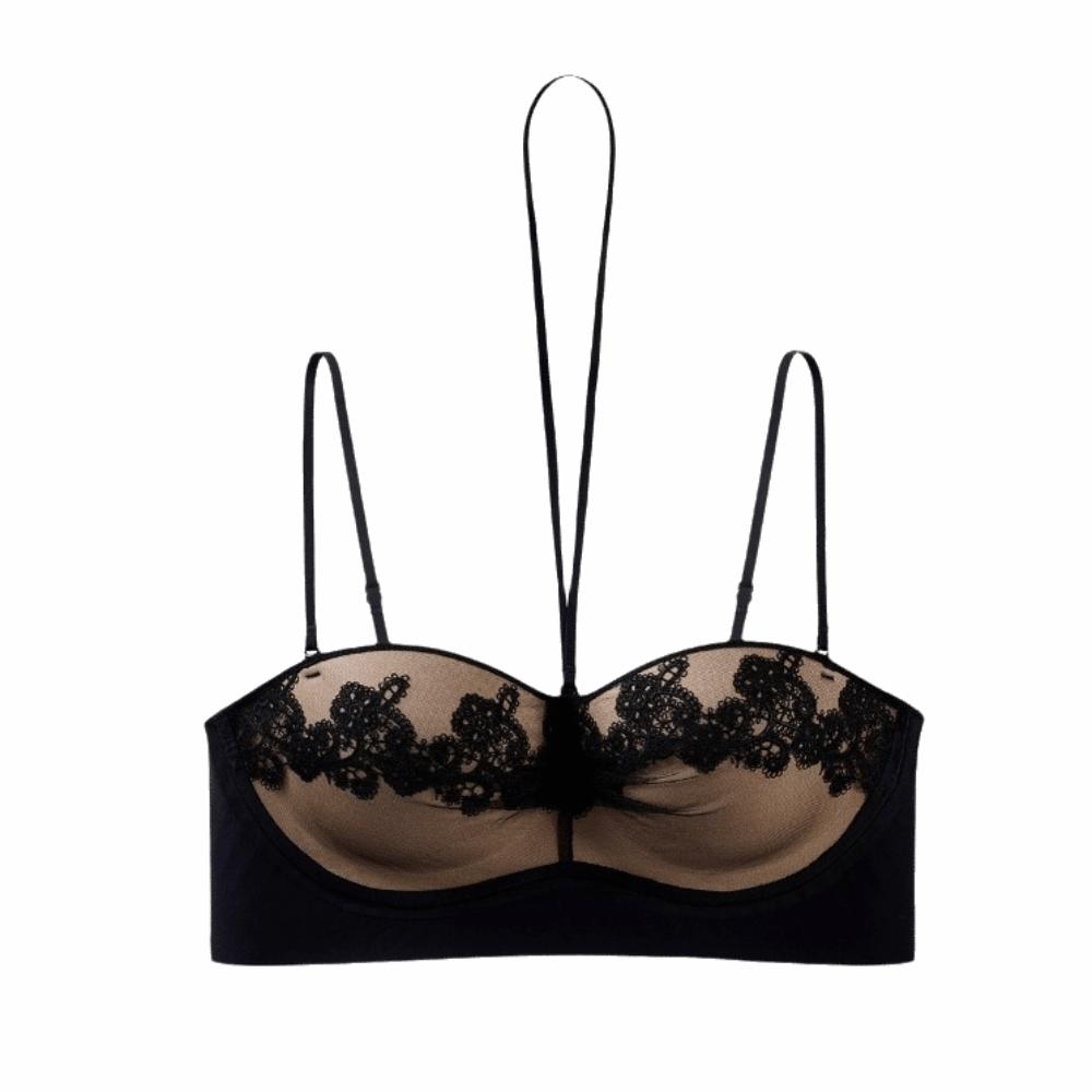 Enhance Neck Hanging Lace Bra Anti-sagging Thin Strap Push Up Bra Beauty Back Seamless Wireless Bra Everyday Wear