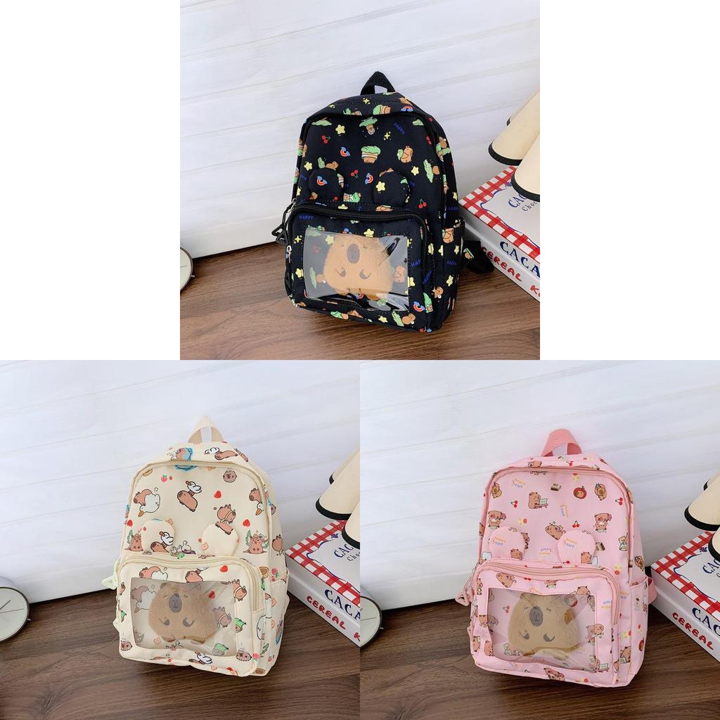 Kids Backpack Featuring Water Capybara Print With Durable Nylon For Early Education