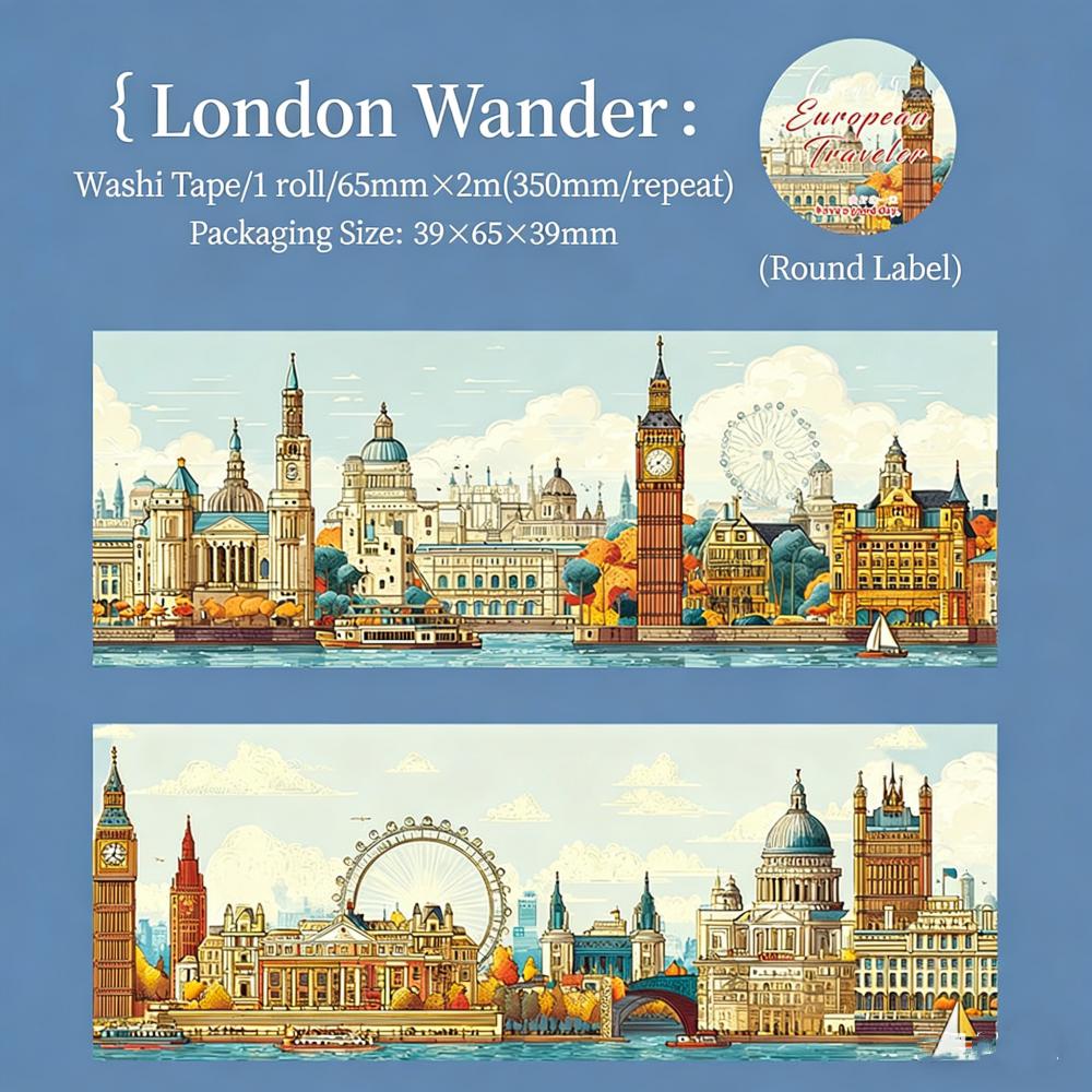 Diy Craft Tape Retro Retro Landscape Washi Tape Vintage European Scenery Pet Tape Wide Decorative Aesthetic Sticker For Art Diy