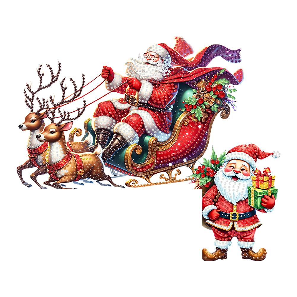 DIY Xmas Diamond Painting Door Frame Hanging Decor Partial Drill Decorative Wooden Door Pendant Diamond Arts Set for Home Office