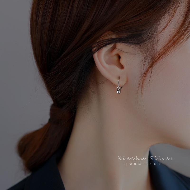 925 Silver Ball hoop Earrings Simple Temperament Exquisite Semale Sexy Jewelry Gift