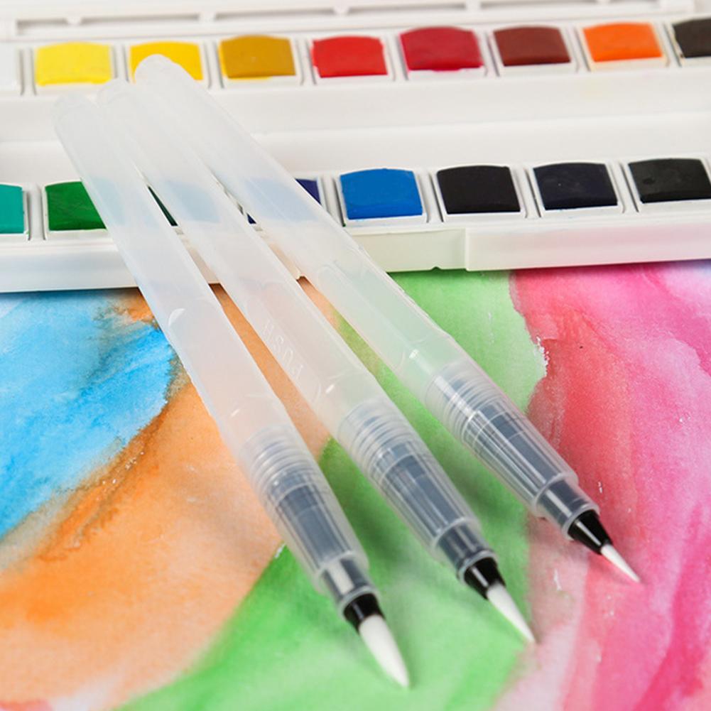 3pcs Artist Water Storage Soft Brush Pen Watercolor Painting Drawing Paintbrush Art Supplies