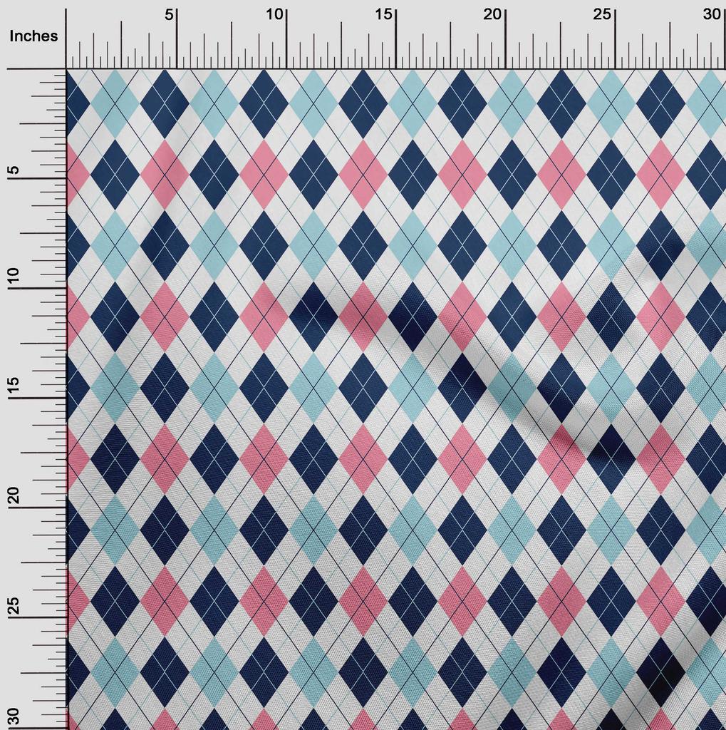 oneOone Cotton Flex Denim Blau Stoff Argyle Check Nähen Handwerk Projekte Stoff Drucke Meterware 40 Zoll