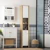 Tall Bathroom Cabinet In Particleboard with a Drawer, 2 Cabinets and 2 Adjustable Open Shelves, 37x30x184 Cm