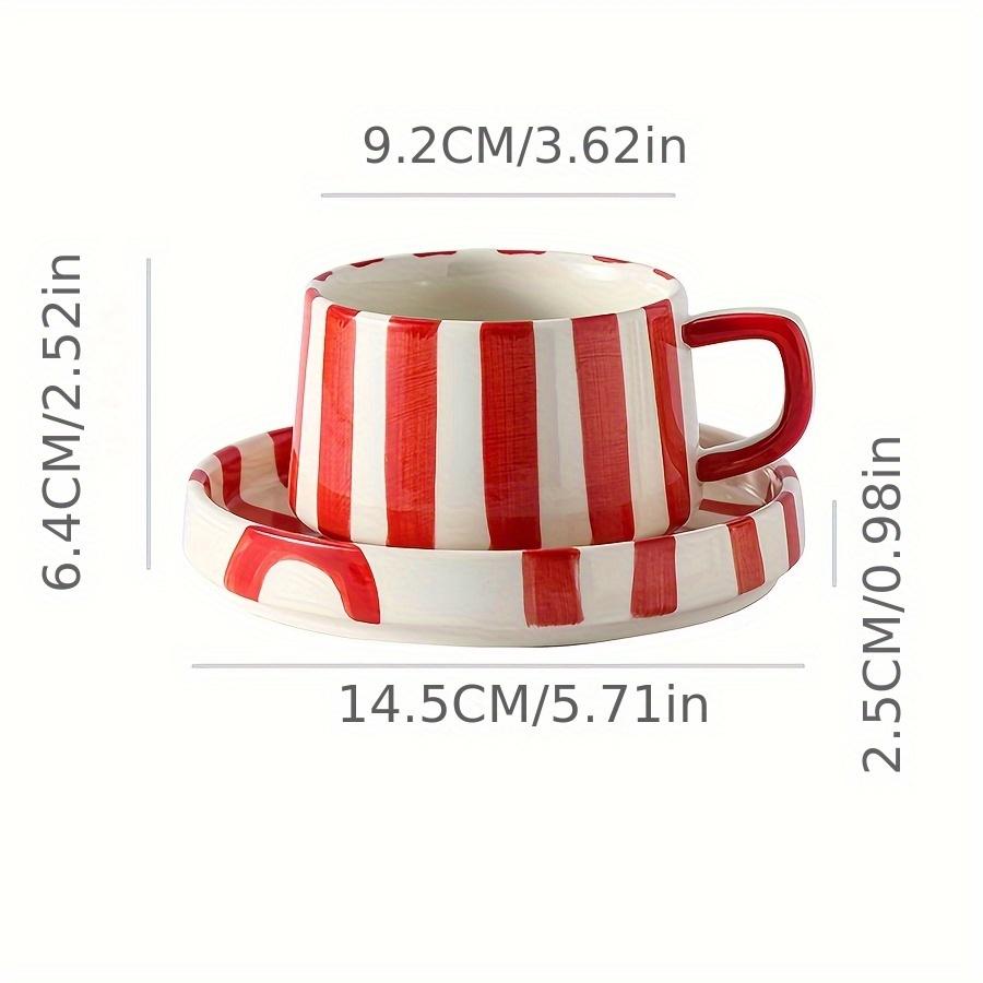 1 Set Creative Ceramic High end Striped Coffee Cup Office Afternoon Tea Exquisite Pull Flower Hand Gift Cup and Saucer Combination