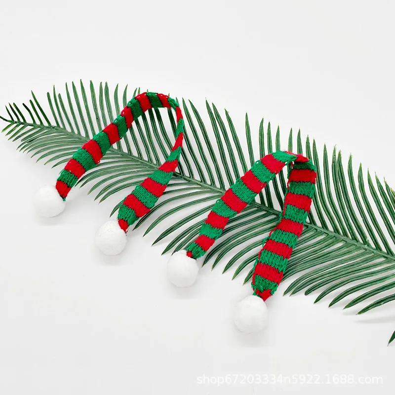 2025 Christmas Mini Knitted Doll Scarf  Hat Polyester Hair Ball Decorative Toy Accessories Strap Pet Scarf