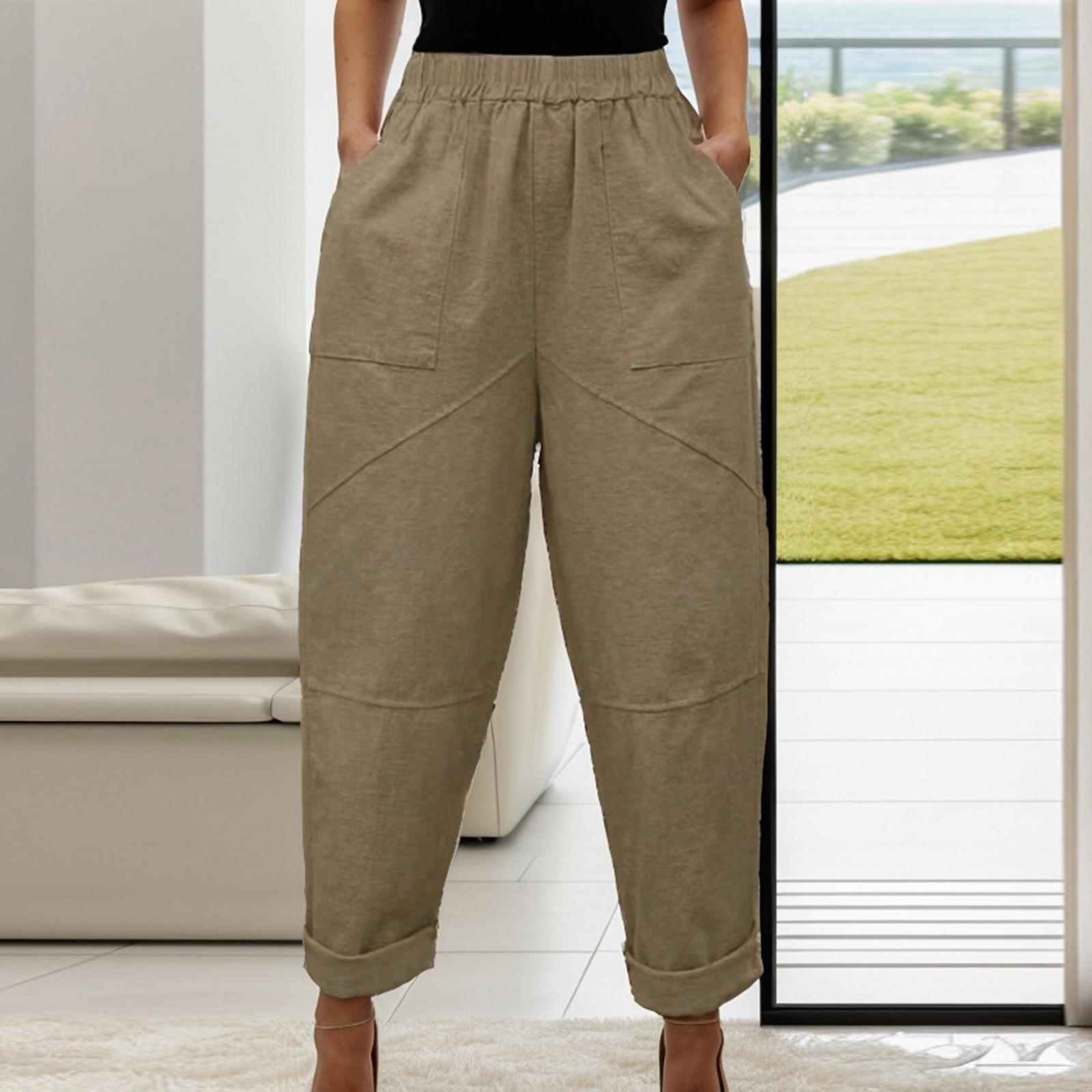 

Новые осенне-зимние женские модные однотонные повседневные брюки с карманами L хаки