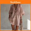 Street Style Mini Dress With Deep V Neck Floral Print For Summer Casual Wear