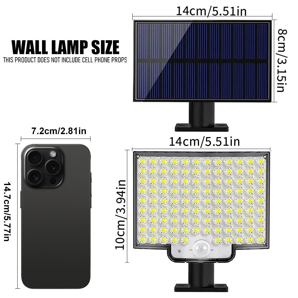 LED Split 3 Modes Solar Light Outdoor Waterproof with Motion Sensor Floodlight Remote Control 3 Modes for Patio Garage Backyard