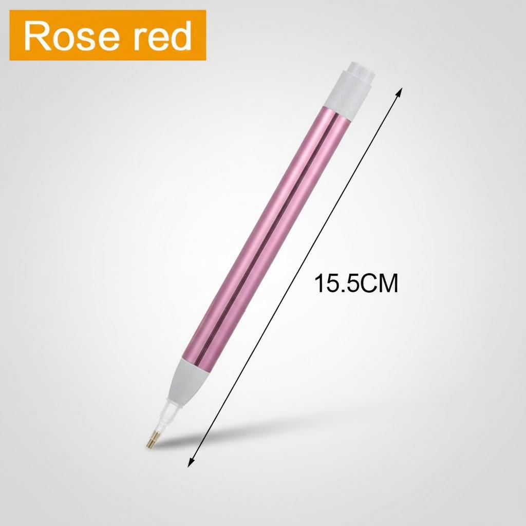 

LED Diamond Painting Pen with Light 5D DIY Art Tool for Diamond Painting Crafts and Nail Art Accessories рожевий червоний колір