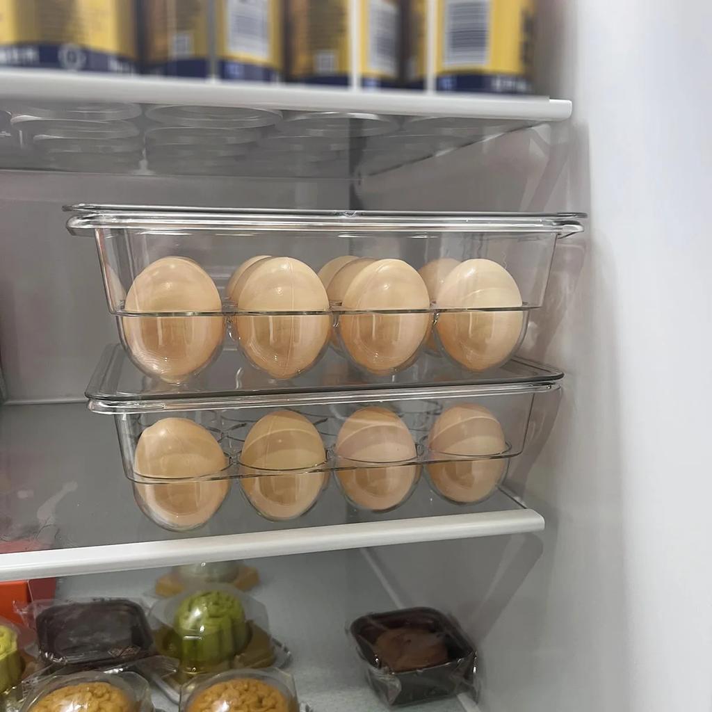 1PC refrigerator storage, kitchen sorting, egg tray preservation box, egg compartment, household egg tray, plastic egg box, duck