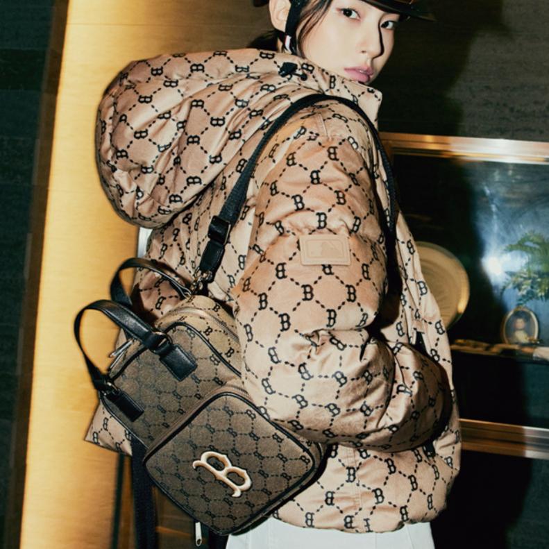 New MLB Monogram Collection Polyester Portable Backpack Mini Unisex Coffee 3ABKS031-43BGD
